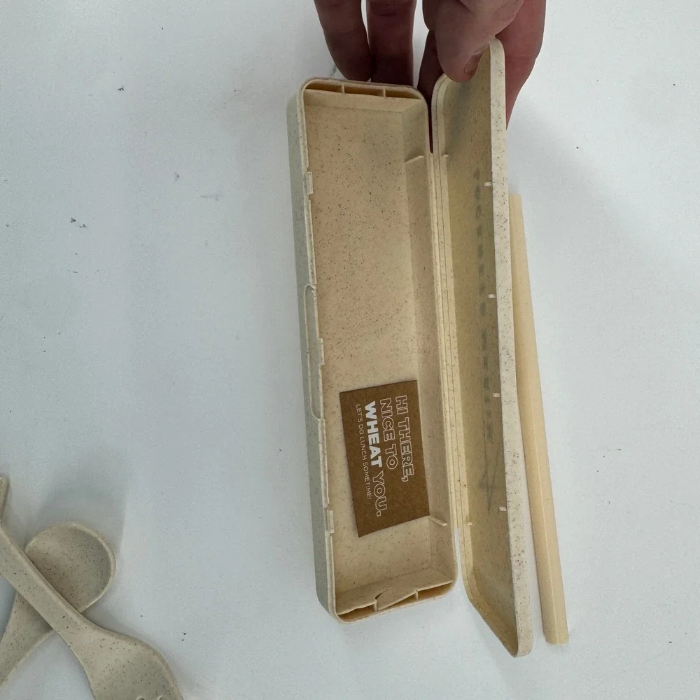 Lockheed Martin Travel Utensil Set OS Beige Wheat Straw Reusable Case Aerospace‎